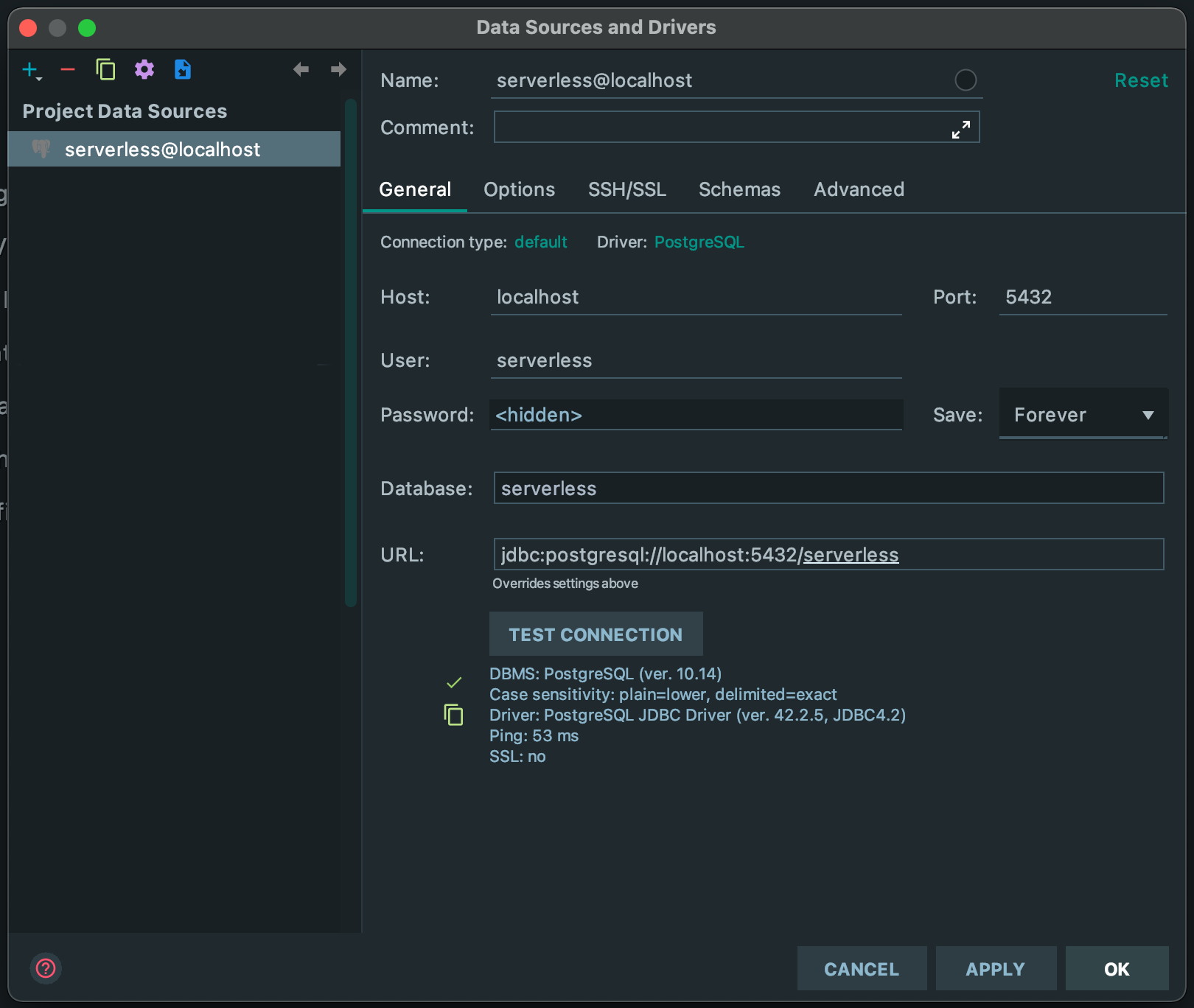 Connecting to database in IDE