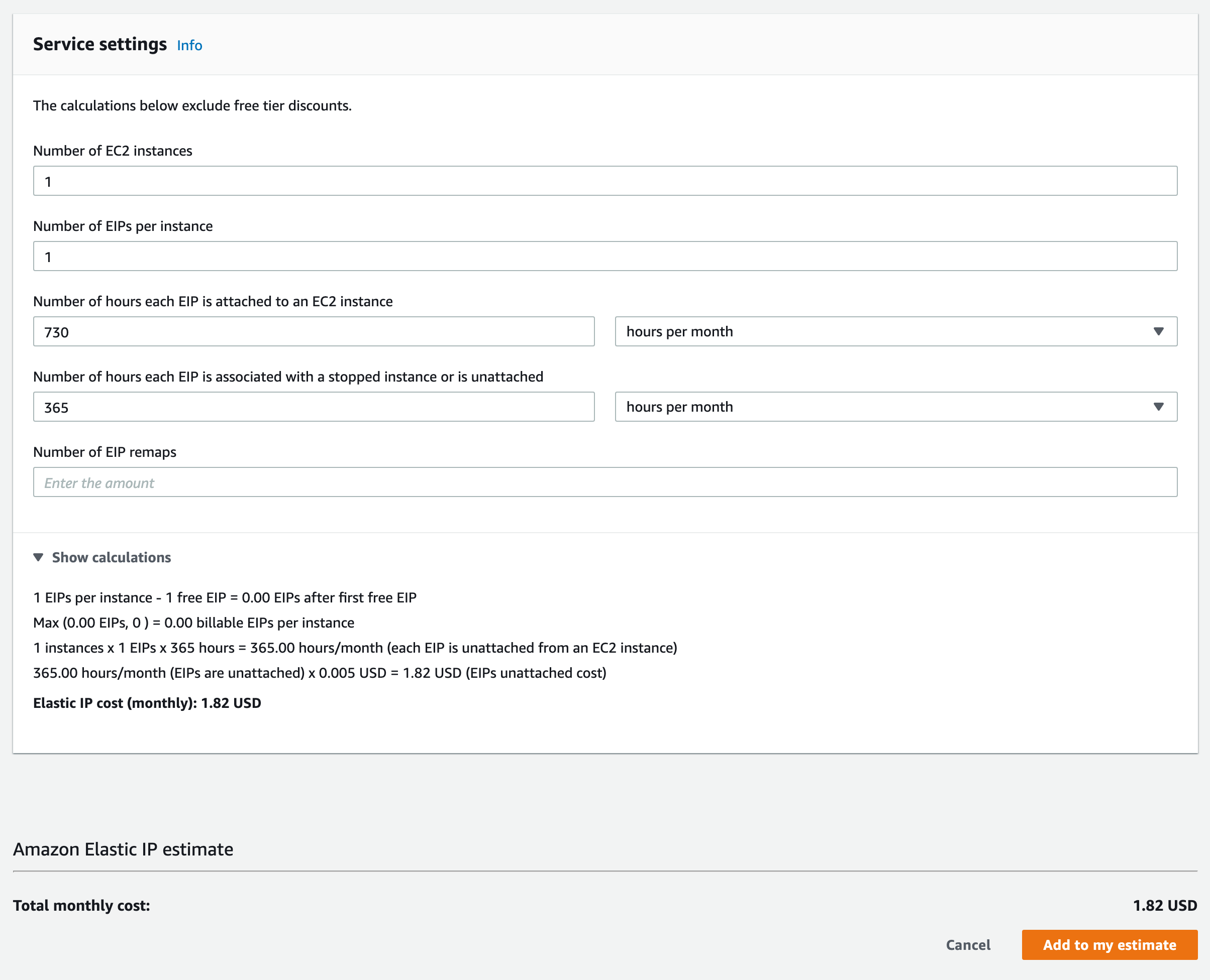 Free tier elastic ip pricing