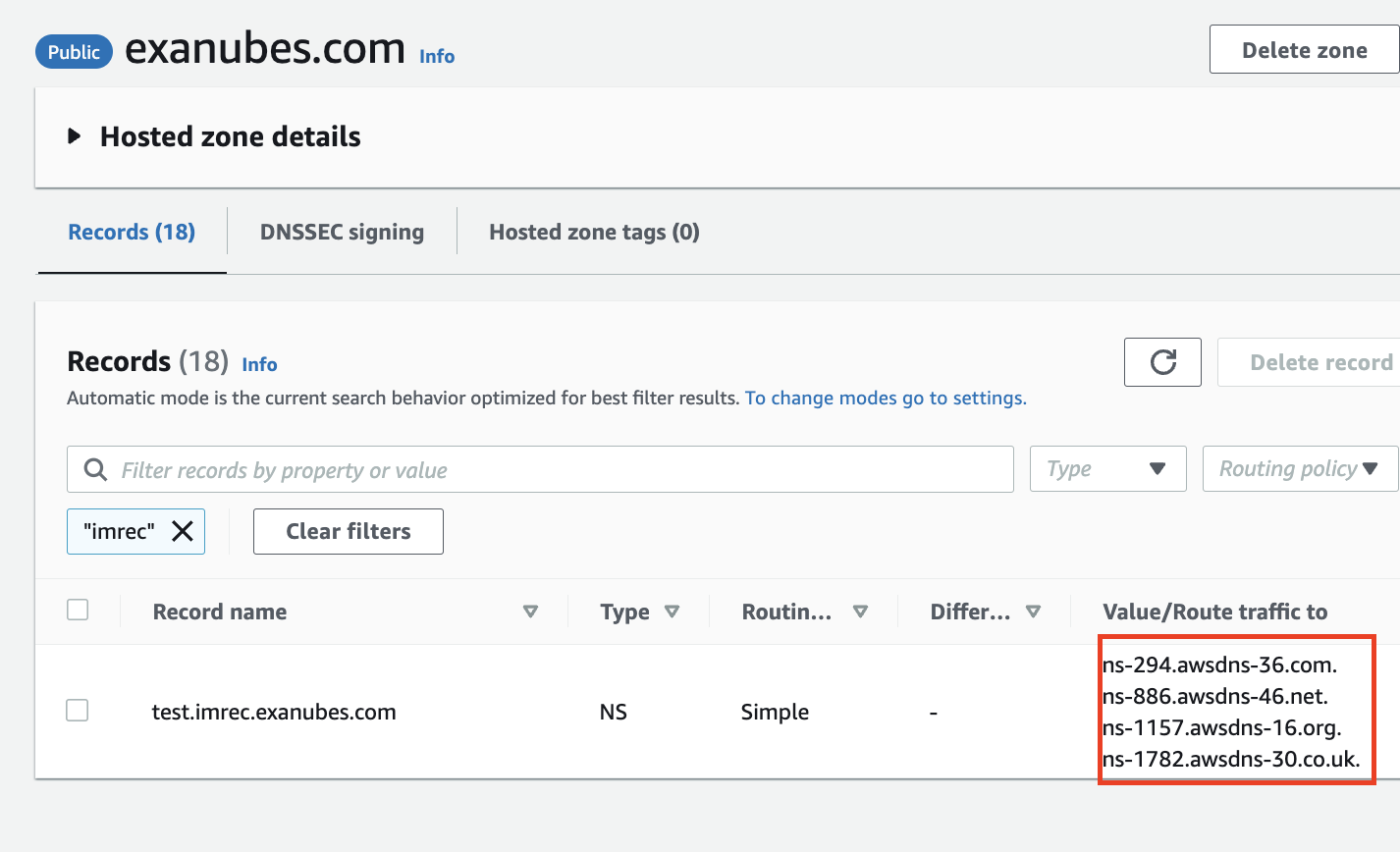 Apex Hosted Zone NS Record for Subdomain Hosted Zone